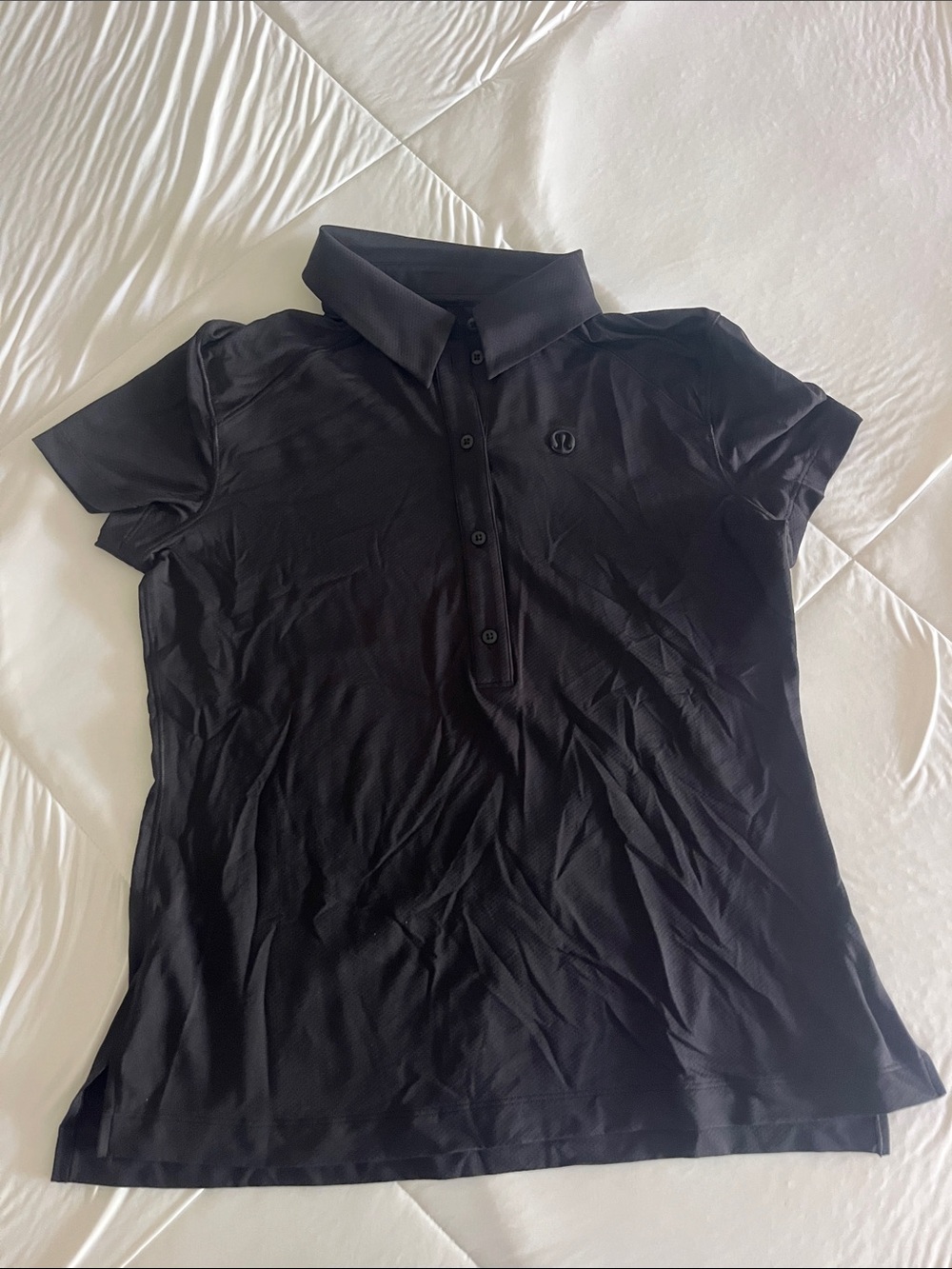 Size 4 Lululemon athletica Black Short-Sleeve Button Polo